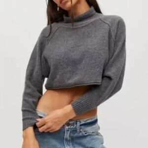 UO Kyla Cropped Grey Turtle Neck Jumper